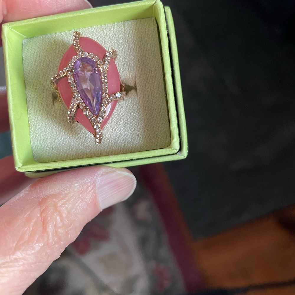Ross-Simons Gold Ring with Pink and Purple Gemstones - Picture 2 of 7